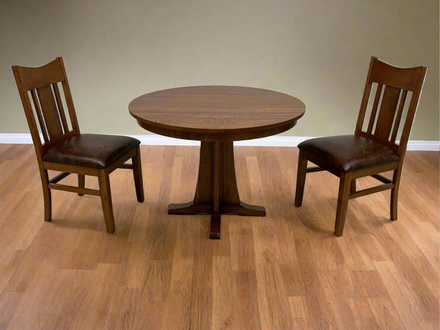 Mission Quarter Sawn Oak Round Dining Table Set - 40"