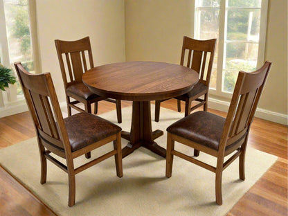 Mission Quarter Sawn Oak Round Dining Table Set - 40"