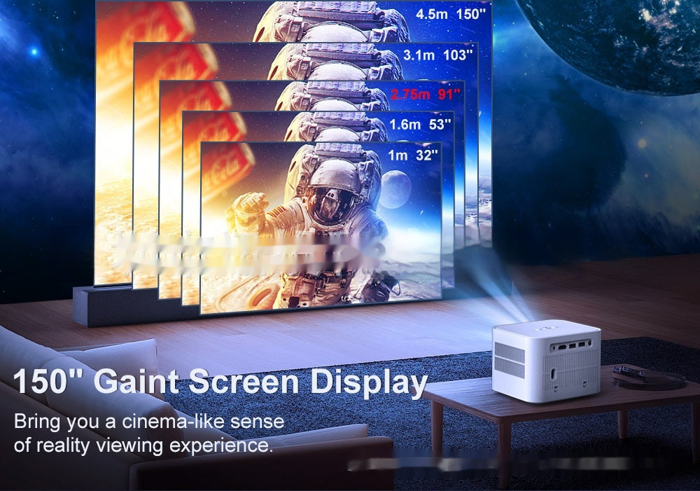 HD 720p Wireless 5G Projector - Intelligent Adjustable Trapezoidal Design for Home Entertainment