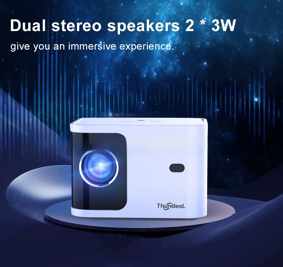 HD 720p Wireless 5G Projector - Intelligent Adjustable Trapezoidal Design for Home Entertainment