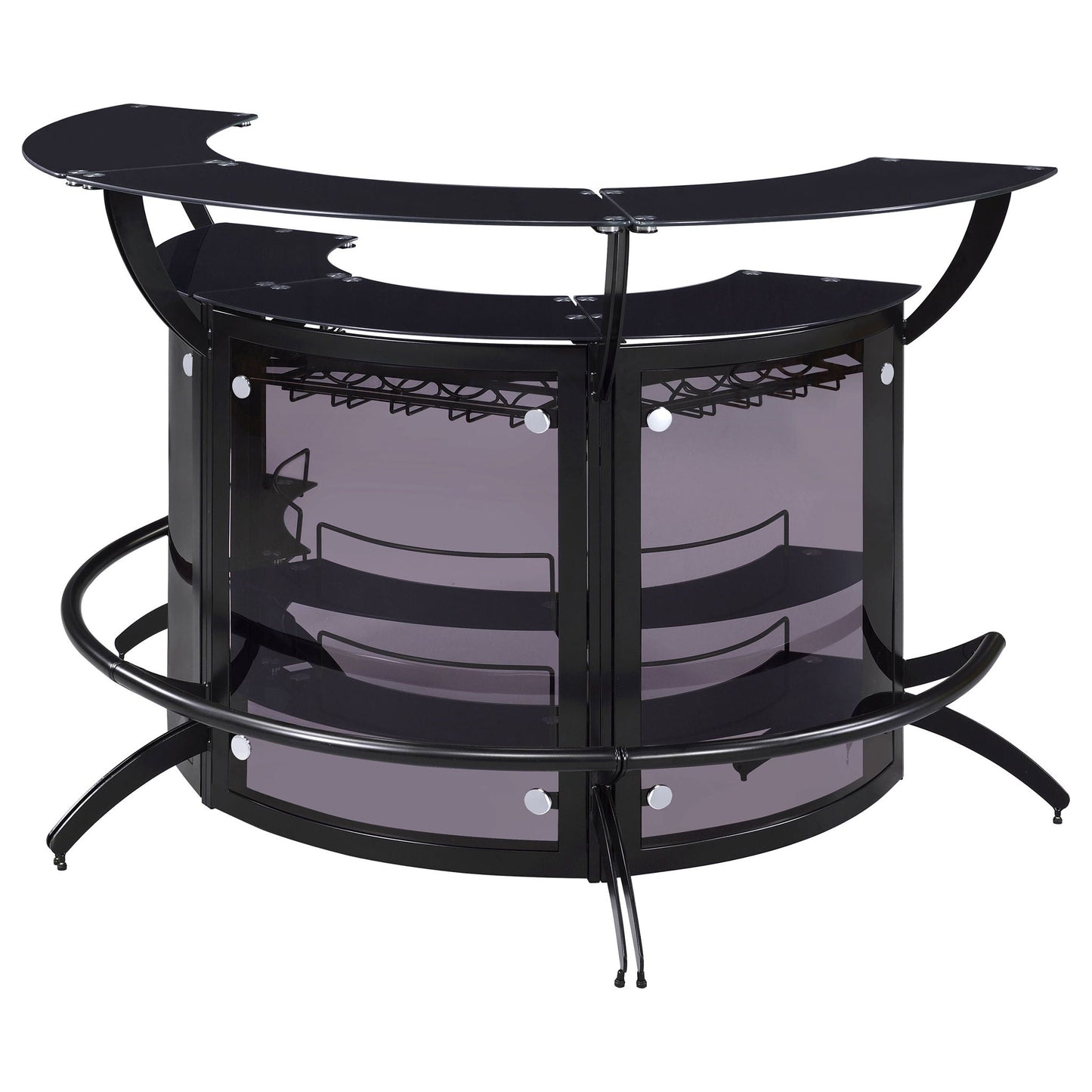Elaina - 3 Piece Curved Freestanding Home Bar - Black