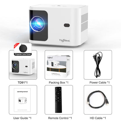 HD 720p Wireless 5G Projector - Intelligent Adjustable Trapezoidal Design for Home Entertainment