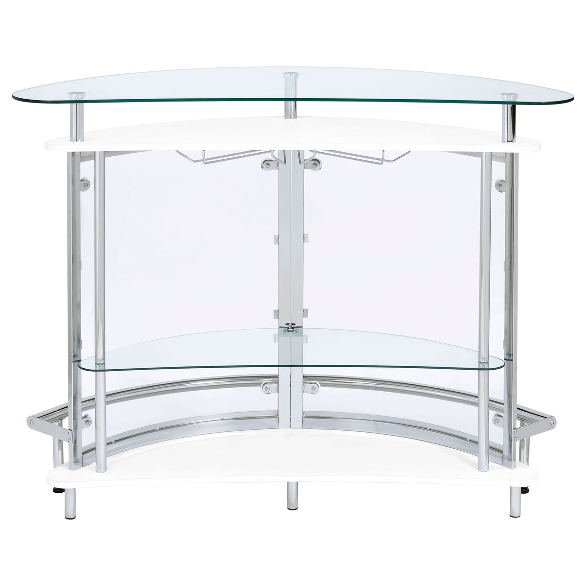 Strick - Freestanding Glass Top Home Bar Wine Cabinet - White