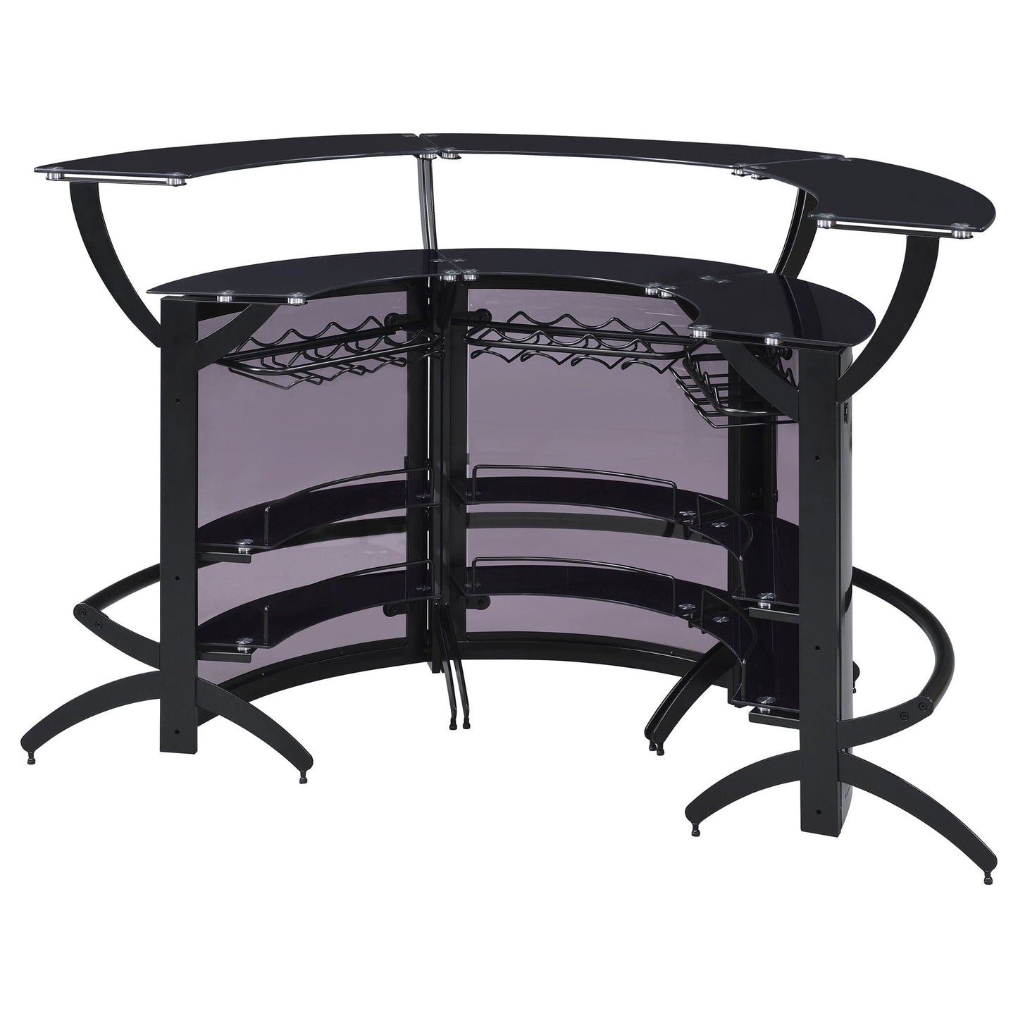 Elaina - 3 Piece Curved Freestanding Home Bar - Black