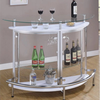 Contemporary Home Bar Unit with Clear Acrylic Front in White