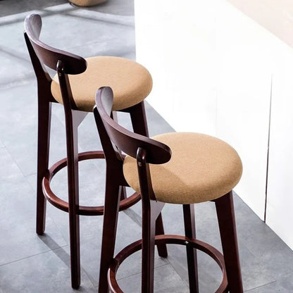 Solid Wood High Back Bar Stool Counter Height Modern Minimalist Home Bar Kitchen Island Seating Sillas Para Barra Bar Chair