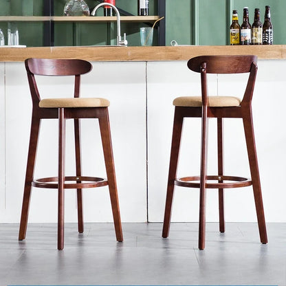 Solid Wood High Back Bar Stool Counter Height Modern Minimalist Home Bar Kitchen Island Seating Sillas Para Barra Bar Chair