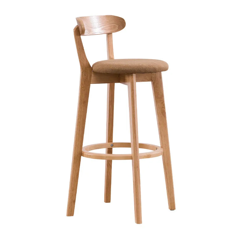 Solid Wood High Back Bar Stool Counter Height Modern Minimalist Home Bar Kitchen Island Seating Sillas Para Barra Bar Chair