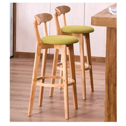 Solid Wood High Back Bar Stool Counter Height Modern Minimalist Home Bar Kitchen Island Seating Sillas Para Barra Bar Chair