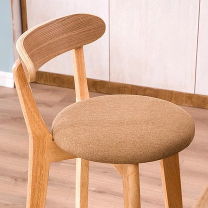Solid Wood High Back Bar Stool Counter Height Modern Minimalist Home Bar Kitchen Island Seating Sillas Para Barra Bar Chair