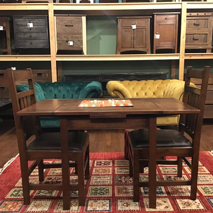 Mission Oak Kitchen Table with 2 Leaves and 4 Oak Dining Chairs