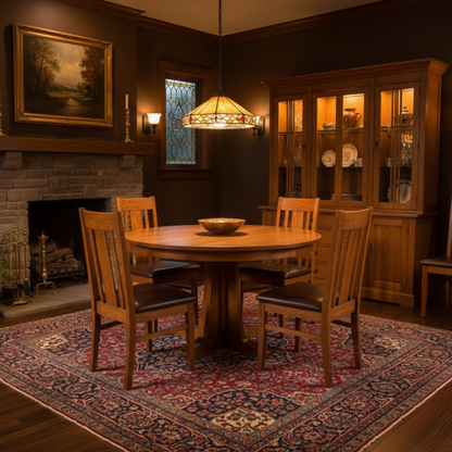 Mission Quarter Sawn Oak Round Dining Table Set - 40"