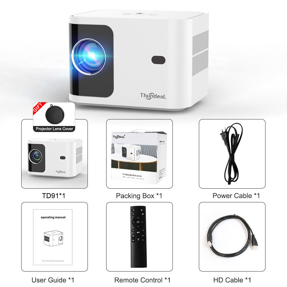 HD 720p Wireless 5G Projector - Intelligent Adjustable Trapezoidal Design for Home Entertainment