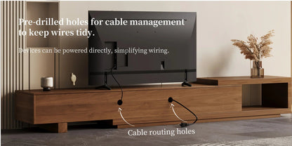 Retractable Grid TV Cabinet Walnut 198.12-261.62 cm Extension Modern Living Room Furniture with 2 Drawers 2 Storage, Home Entertainment Unit, Media Console, Stylish Cabinet, Sleek Furniture, Durable Hardwood, Sturdy Build, Sp